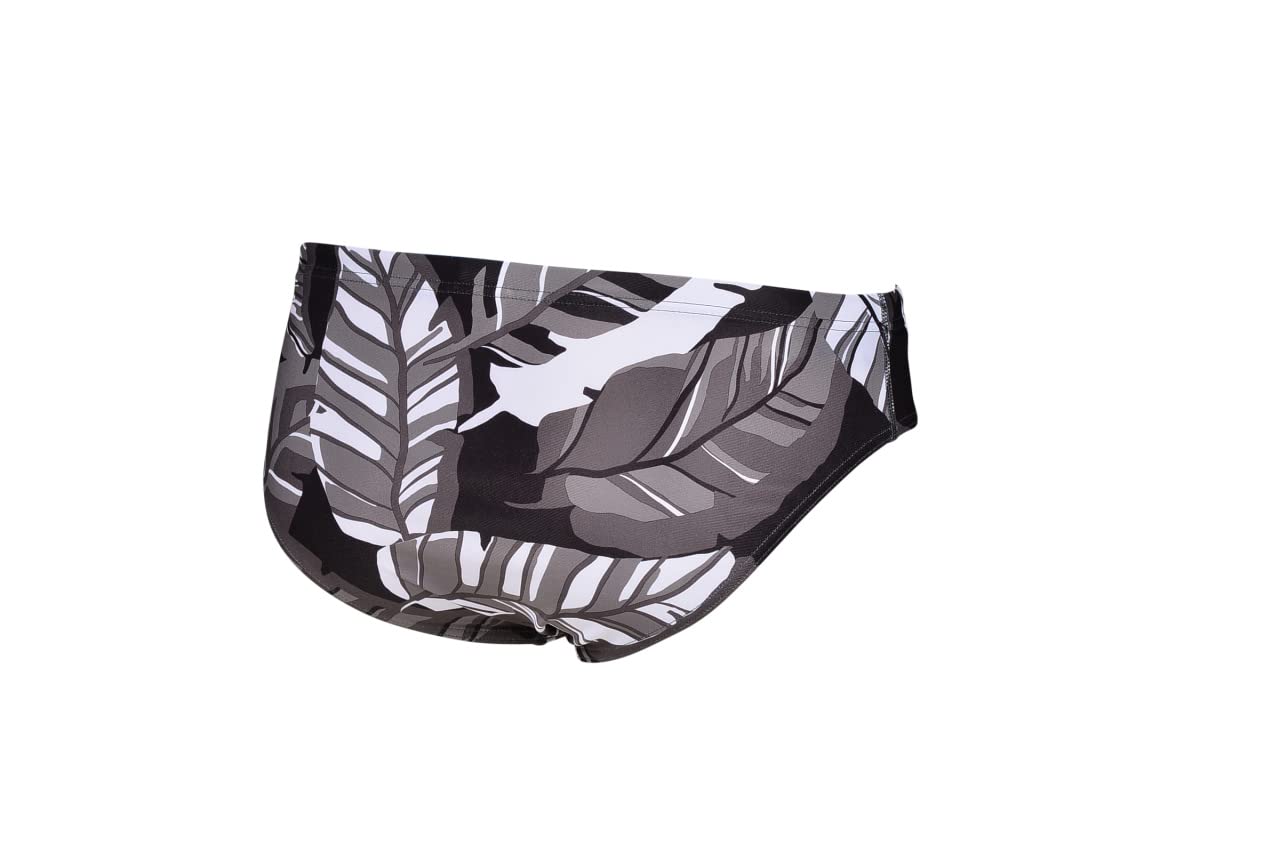 ARENA Men’s Tropical Swim Brief Chlorine Resistant Quick Dry Training & Racing Suit for Competitive Swimmers, Black-Black Multi, Size 22