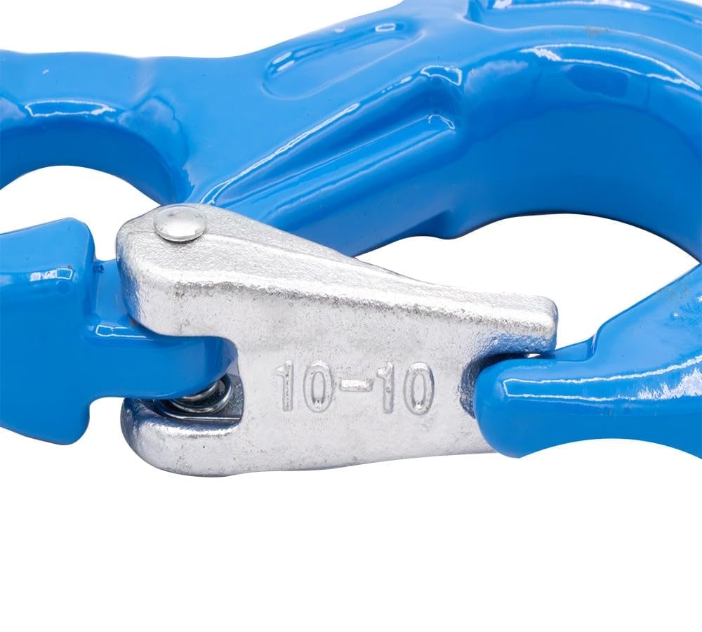 Mytee Products 2 Pack 3/8" G100 Eye Sling Hook with Safety Latch for Lifting & Rigging | 8,800 LBS WLL 35,200 LBS Break Strength | Fits G100 1/2" Chains Wire Ropes Slings Blue Alloy Steel ASME B30.29