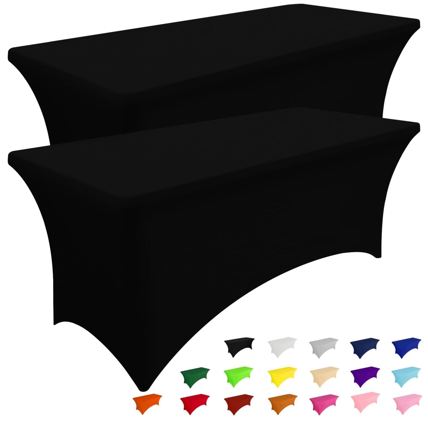 Smiry 6 Pack Spandex Table Cloth 6FT, Elastic Fitted Stretch Tablecloths, Washable and Wrinkle Free Rectangular Patio Talole Cover for Outdoor, Wedding, Banquet & Parties (Black,72Lx30Wx30H Inch)
