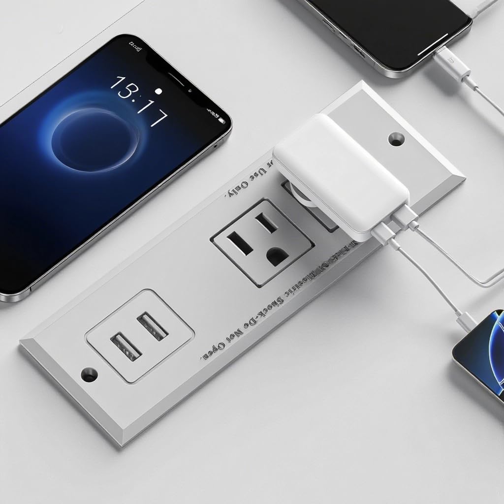 Geao Adapter 1500W Recessed Power Strip Mount Hidden Charging Station with USB Plug Multiple Surge Protector Outlet