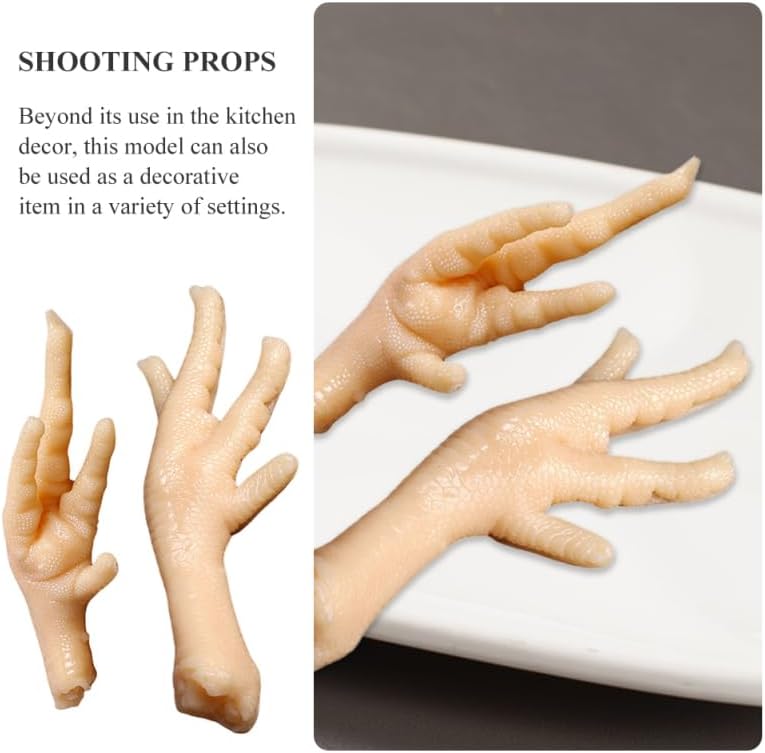 2 5.82X1.88X1.18 Inch Kisangel Realistic Chicken Feet Model Pcs Faux Food Display Props for Photography Kitchen Decor
