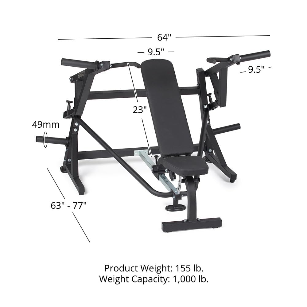 Titan Fitness Plate-Loaded Chest Press Machine with Adjustable FID Bench, 1000 LB Capacity, Converging Lever Arms for Bench Press, Chest & Back Home Gym Equipment