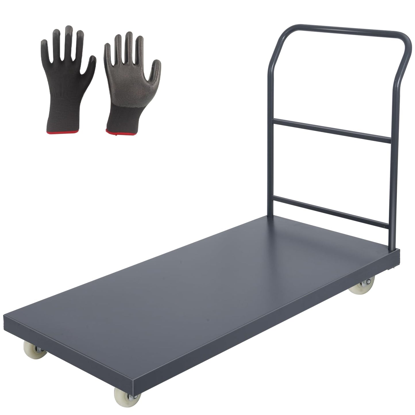 Heavy Duty Flatbed Cart 60"x30" Platform Truck, 2000 lbs Capacity Steel Hand Truck with 4 Swivel Wheels, Industrial Utility Push Cart for Warehouse, Garage, and Moving Supplies