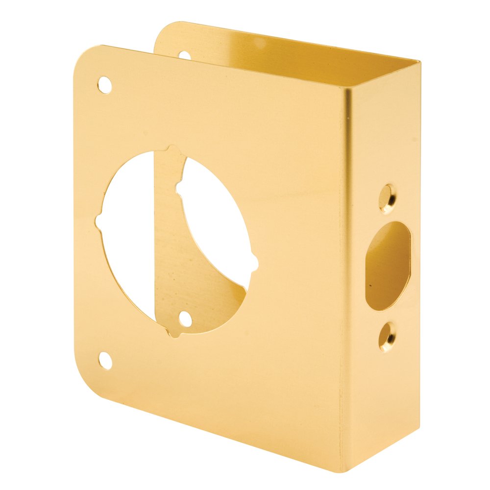 Prime-Line U 9555 Brass Lock and Door Reinforcement Plate for 1-3/8 In. Thick Doors, Brass Finish (Single Pack)