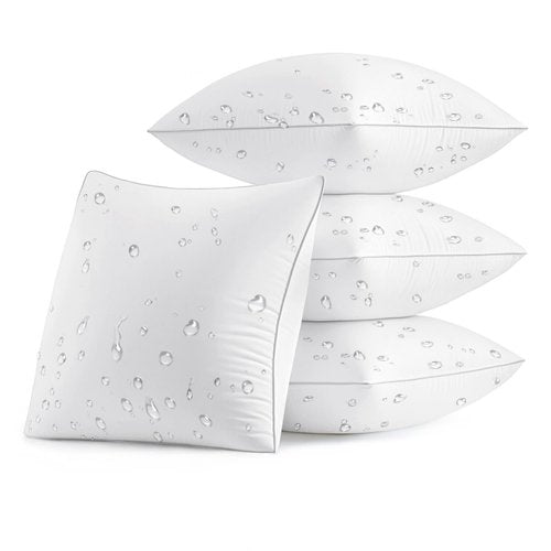 MIULEE Pack of 4 18x18 Outdoor Pillow Inserts, Waterproof Decorative Square Throw Pillow Inserts for Patio Sofa Garden Porch Couch