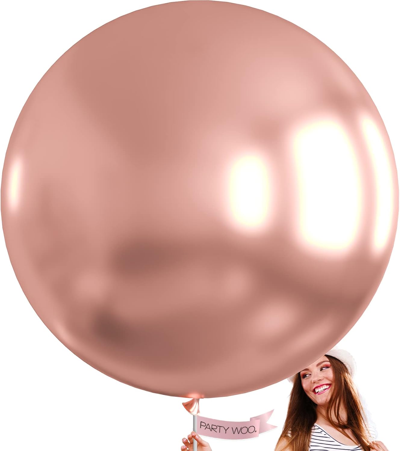 PartyWoo Rose Gold Balloons - 36 Inch Metallic Chrome for Weddings & Celebrations | 4pcs Set