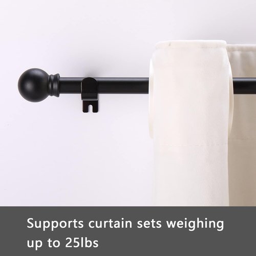 GXOACKJ Heavy-Duty Curtain Rod Set - Decorative Matte Black, 48 to 84 Inches, Includes Brackets
