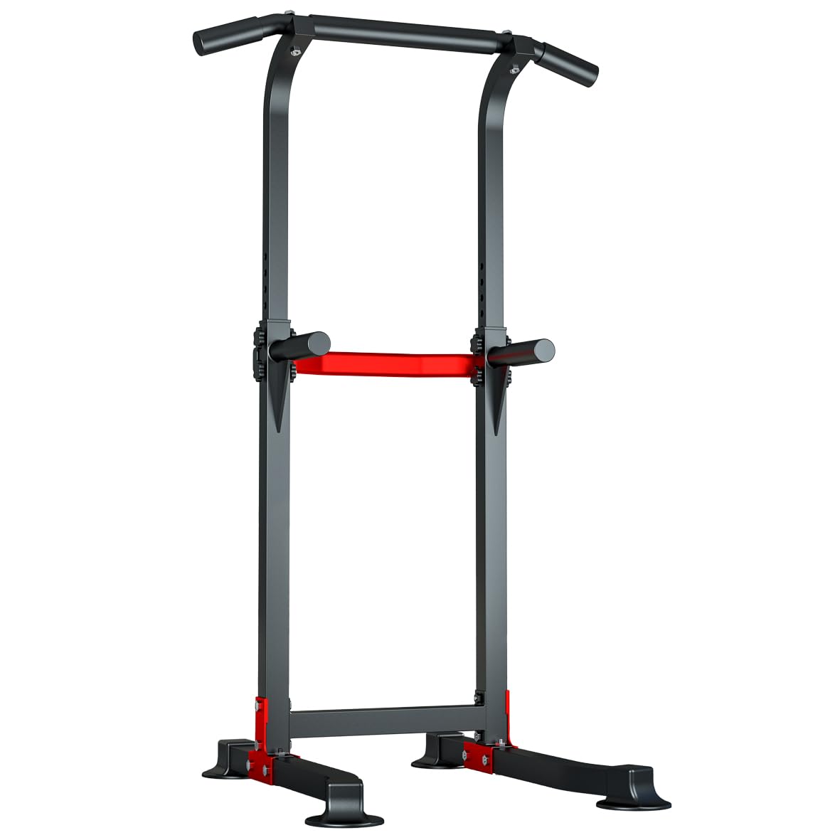 Power Tower Dip Station Pull Up Bar - Multi-Purpose Home Gym Equipment with Adjustable Height and Non-Slip Foot Pads - 330lbs Capacity