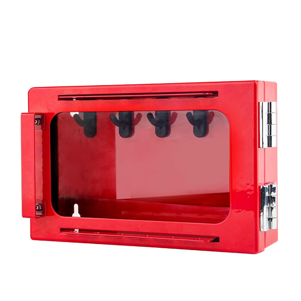 Lockout Tagout Group Lock Box, Wall Mounted Loto Lock Box, Red Padlock Box Group Station with 12 Locking Holes,Visual Acrylic Window Safety Lock Case