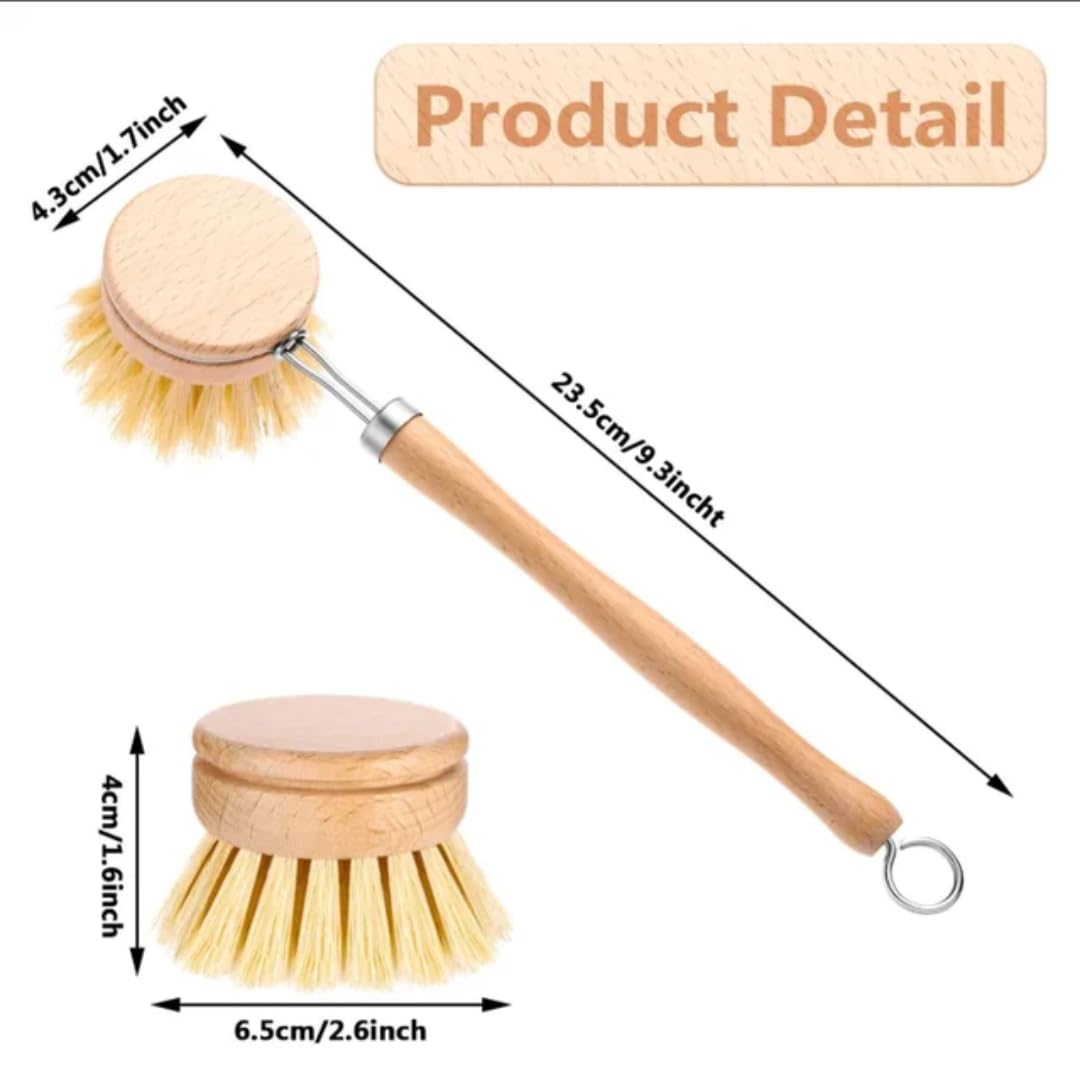 9-Piece Eco-Friendly Kitchen Cleaning Set – Bamboo Dish Brush, Bottle Brushes, Reusable Metal Straws & Cleaning Tools | Zero Waste Household Essentials | Sustainable & Durable Kitchen Accessories