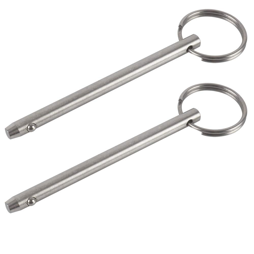 2 Pack Quick Release Pin, Diameter 1/4"(6.3mm), Overall Length 3.75"(95mm), Usable Length 3"(76mm), Full 316 Stainless Steel, Bimini Top Pin, Marine Hardware