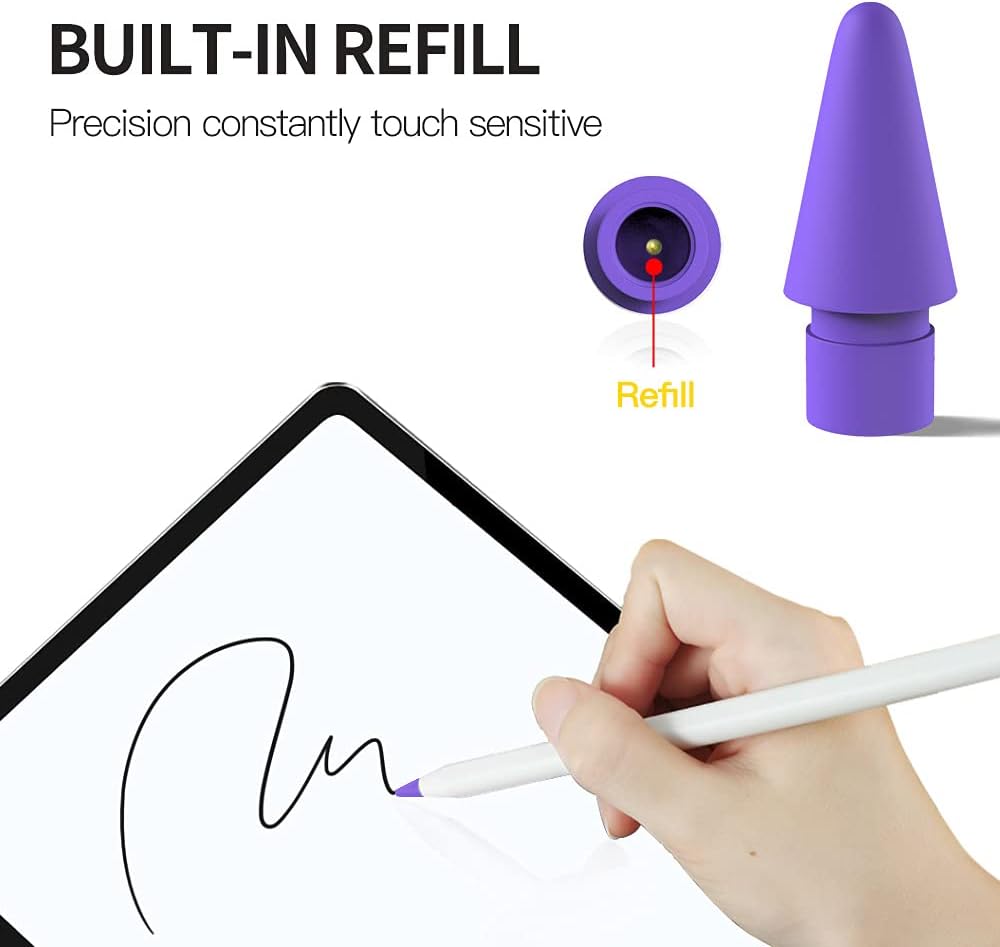AWINNER 1st 2nd Pen Tip Compatible with Apple Pencil Tips & Generation Color Nib (Red/Yellow/Purple/Pink/Cyan)