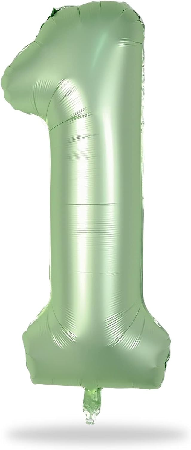 Sage Green Giant Helium Foil Balloons - 40 Inch Number 0-9 for Birthdays & Celebrations