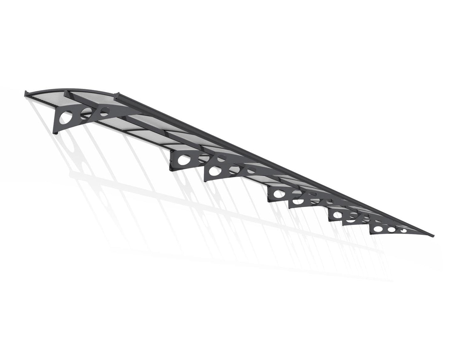 Palram - Canopia Herald 4460 15 Ft. x 5 Ft. Awning Durable Steel Support, Aluminum Trim, and Polycarbonate Panels with UV Protection Rain & Snow Redirect Channels for Element Protection (Gray/Mist)