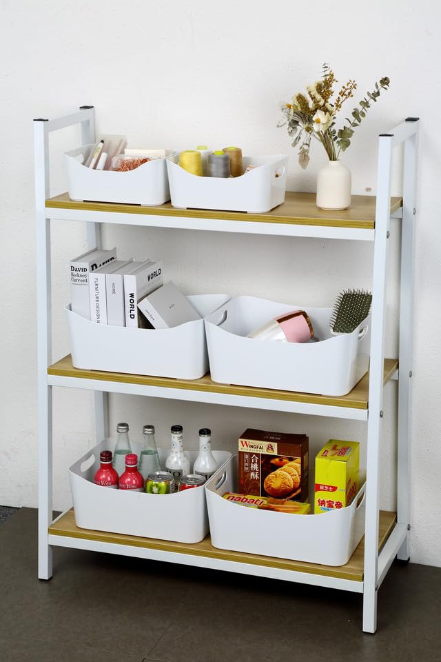 YBM HOME Storage Bins - Open Plastic Organizers and Storage Basket for Kitchen Pantry Organization, Under Sink Bathroom Storage, Toy Baskets, Food Storage Box Containers (Small - 12 Pack, White)