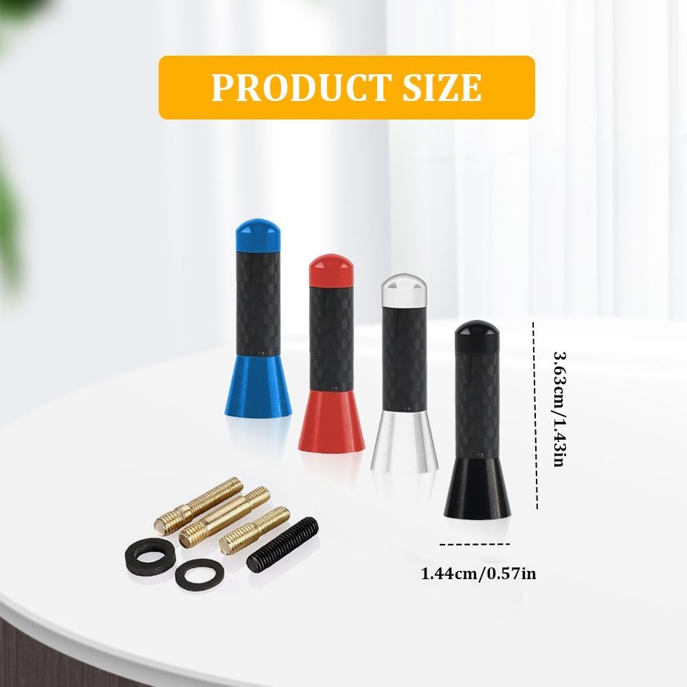 RGOAANC 1.37 inch 1.37 inches) Car Short Antenna, Antenna for Truck, Carbon Fiber A ntenna Kit with Screws, Universal