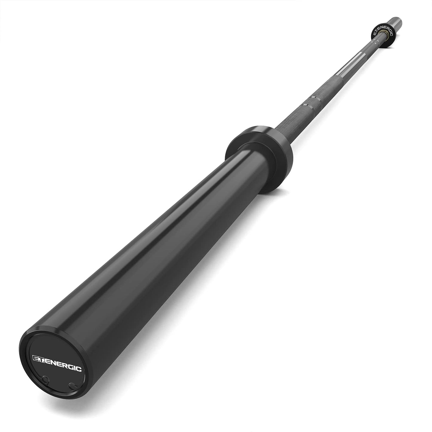 E.T.ENERGIC 7ft Olympic Barbell – 40LB Chrome Powerlifting Bar with 2” Sleeves & Medium Knurl, 700LB Capacity Strength Training Barbell for Squats, Deadlifts, Bench Press, Home & Gym, Black