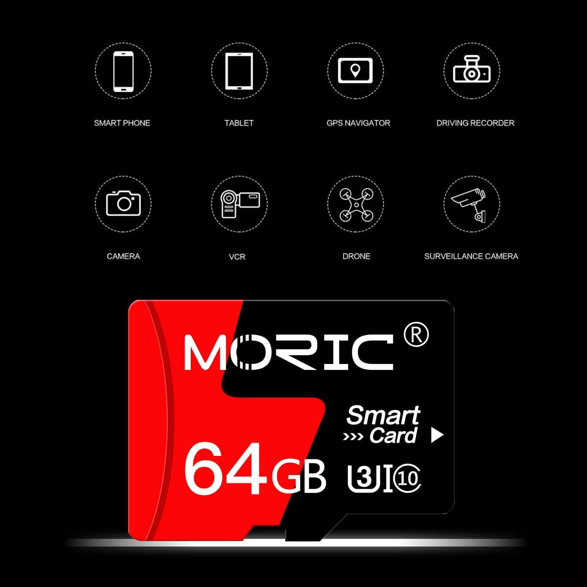 MORIC 2 Pack 64GB Card,C10 A1 Micro SD Card with Adapter High Speed Memory Memory TF Card for Camera/Dash