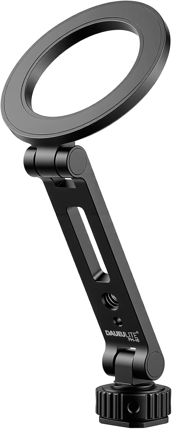 DAUEULITE 17/16/15, PM-10 Magnetic Metal Phone Mount with Cold Shoe Mount, Adjustable Rotatable Phone Tripod Holder