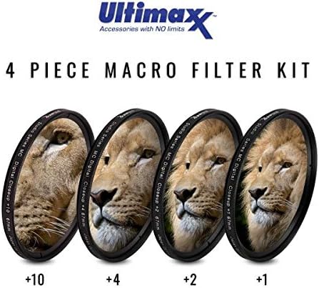 Ultimaxx 5 Set +1 +2 +4 +10 (72mm) Universal Piece Multi Coated HD Macro Close Up Lens Filter Kit for Canon Nikon Sony