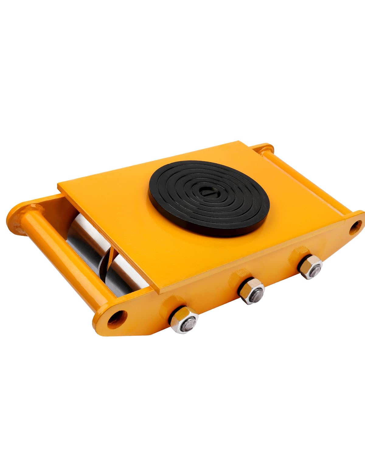 FAHKNS Machinery Moving Skate Heavy Duty Machinery Skates Cargo Mover 8T Machine Skates with 360° Rotation Cap 6 Steel Rollers for Heavy Duty Industrial Moving Equipment, Yellow