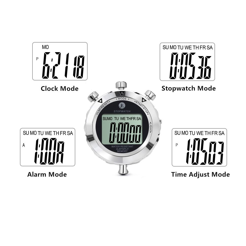 Metal Stopwatch with Backlight, 0.01 Second Timing Stopwatches Timer, 2 Lap Memory for Sports Coach Running Basketball