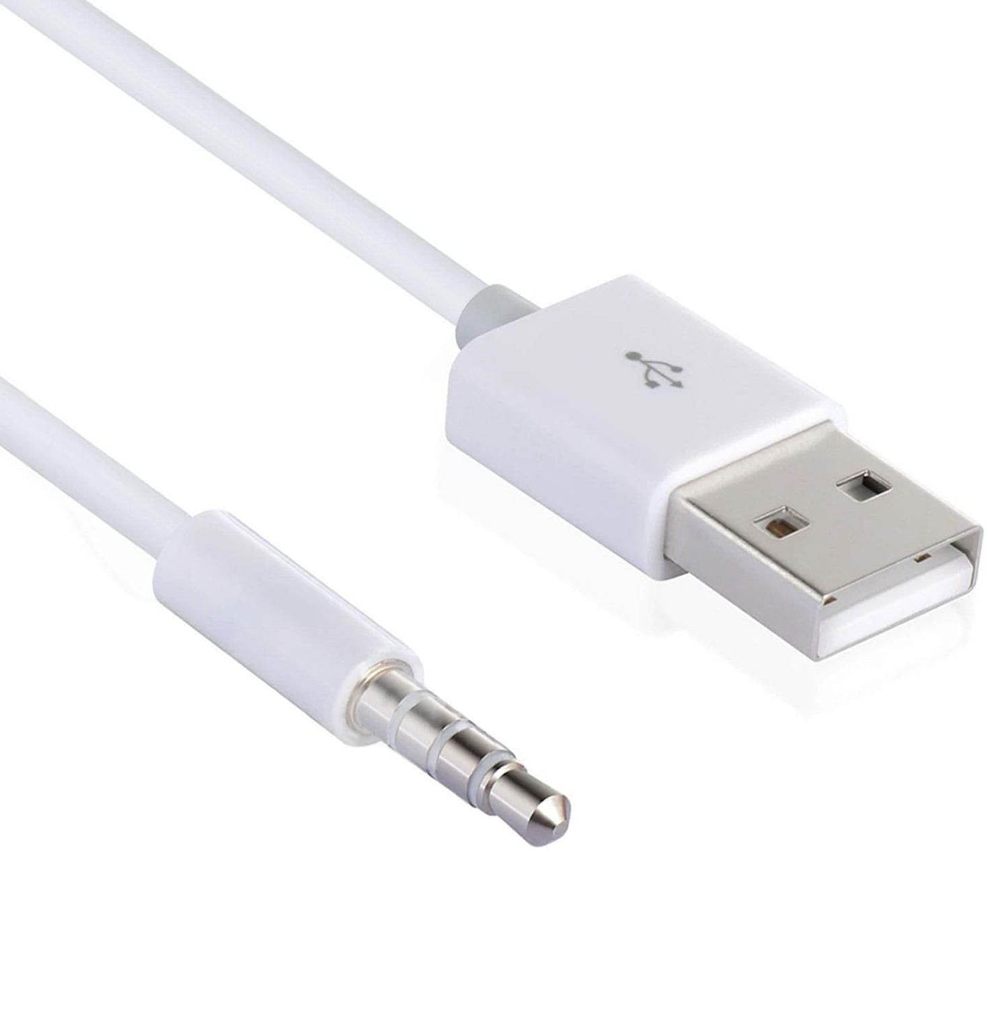 3.5mm MP3 Male Jack to USB Charging Data Cable Compatible for SYRYN Waterproof Player, Headphones, White