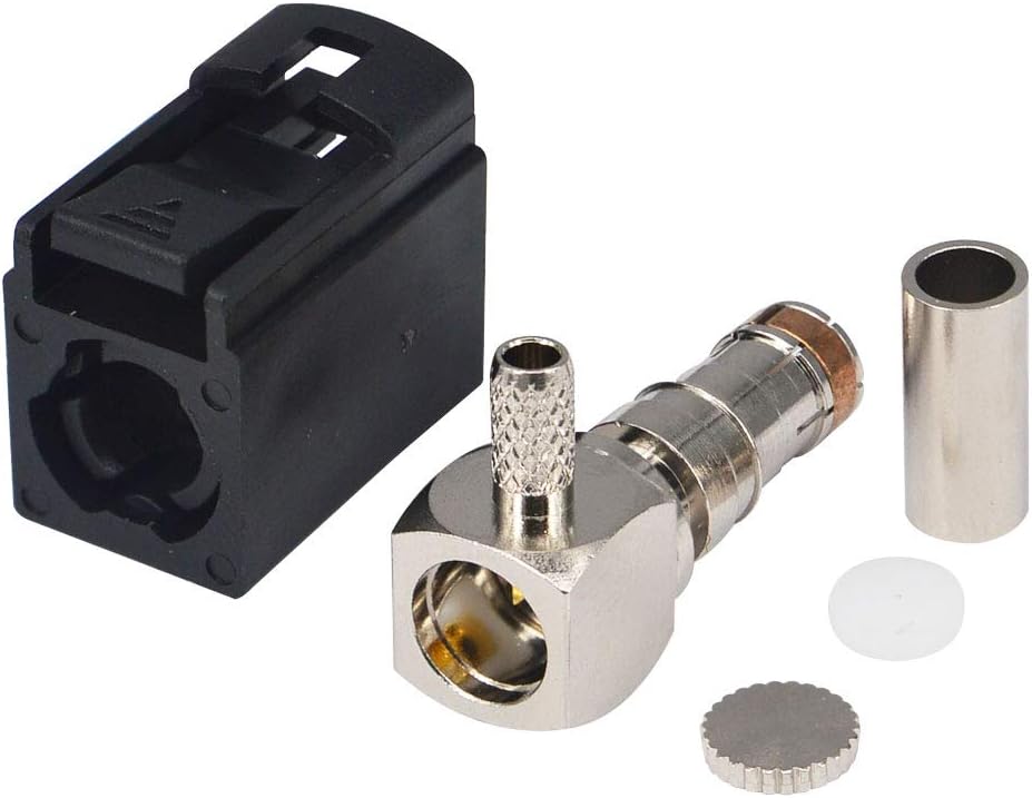 RG174 RG316 5PCS Fakra A RF Coax Right Angle Connector Crimp Jack Female for Black GPS Telematics or Navigation