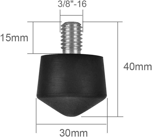 Foto&Tech 3/8" 3/8"-16 30mm 40mm (3 Universal Anti-Slip Rubber Foot Spike Compatible with Andoer Benro Gitzo Induro