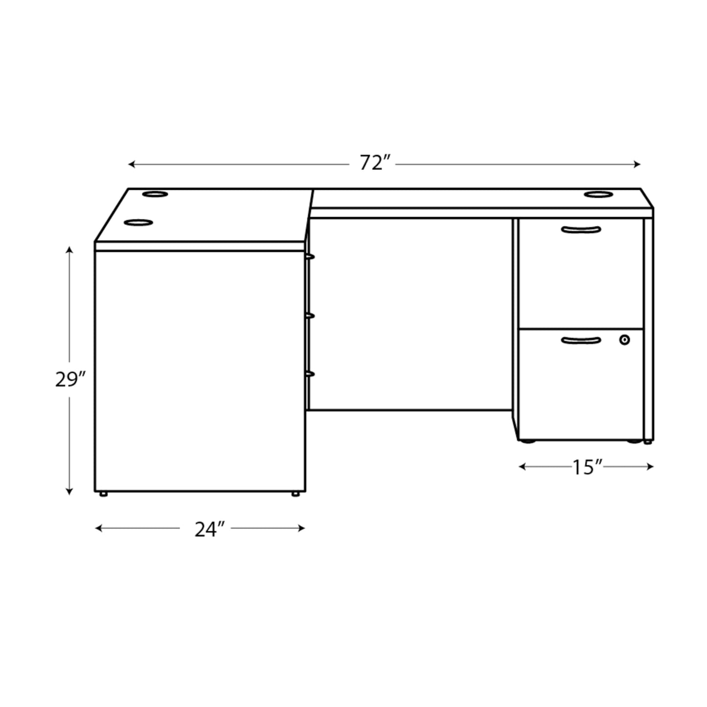 HON MOD L-Desk with Dual Pedestals, Home Office L Shape Executive Desk with Drawers, 66" W x 72" D, Mahogany