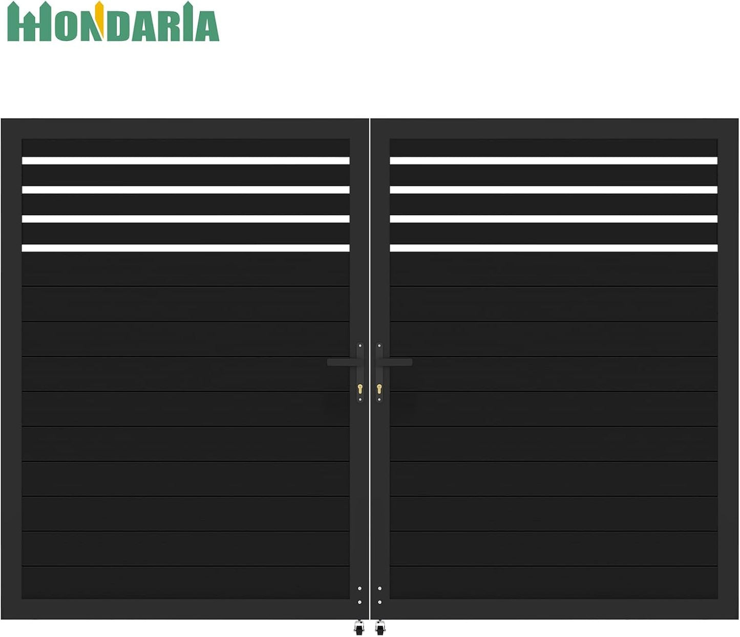 Mondaria Aluminum Double Fence Gate, 6FT H x 10FT W Outdoor Driveway Privacy Gate with Heavy Duty Metal Frame, Rustproof Powder-Coated Gate with Lockable Handle Kit, Semi-Privacy (Posts Not Included)
