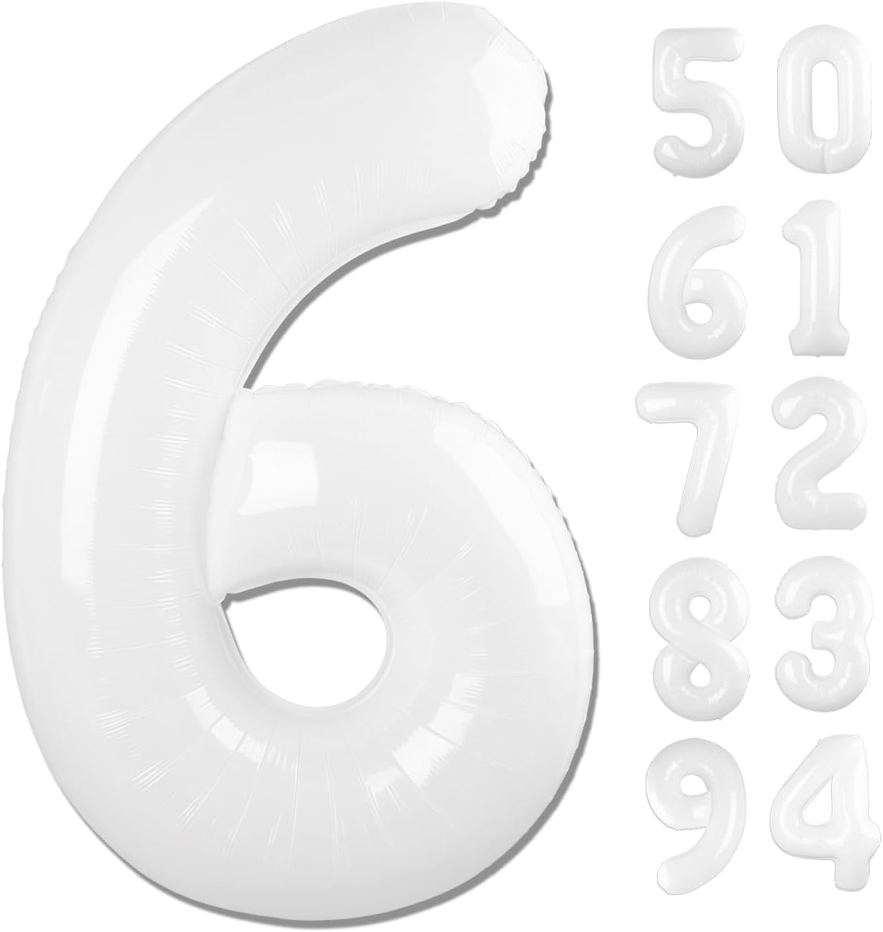 Skiennix 40-Inch White Number 6 Balloon - Translucent Birthday Decoration for 6th Celebrations