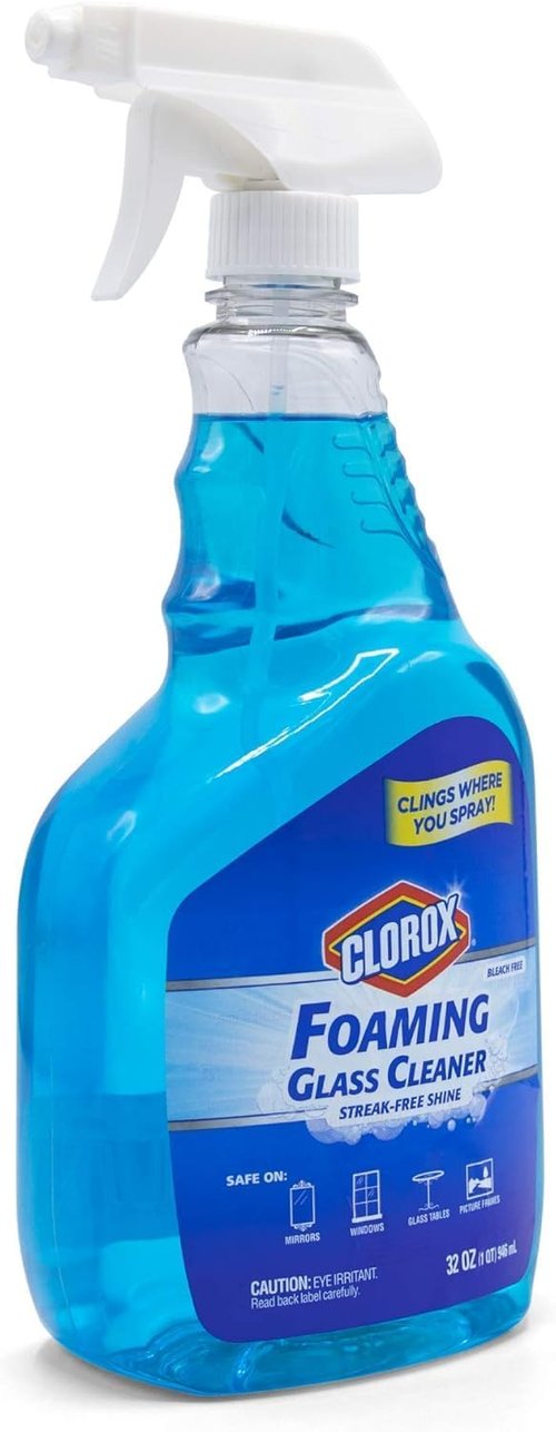 Clorox Foaming Glass Cleaner - Streak-Free No Drip Formula for Windows & Mirrors | 32 Ounce - 2 Pack