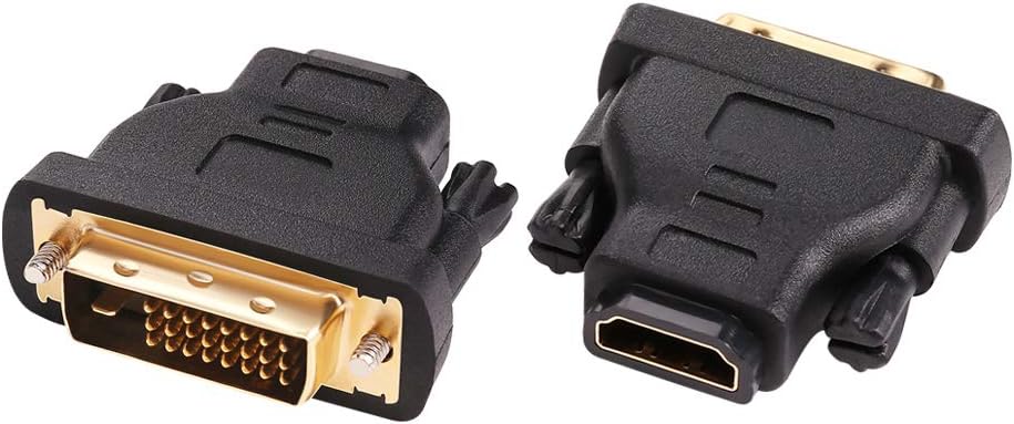 DTECH 4K 1080P DVI to HDMI Adapter DVI Male to HDMI Female Bi-Directional DVI-D Port Converter Gold Plated Connector