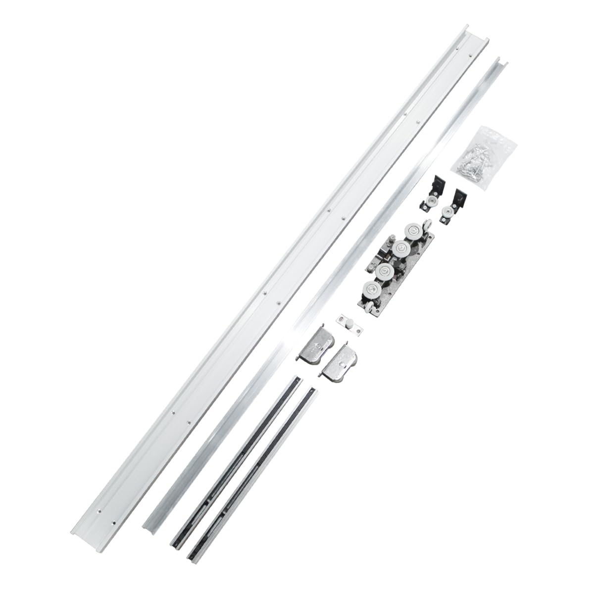 47" Concealed Sliding Barn Door Hardware and Track ，Floating Wall Mount，Soft Closing(Newly Upgraded 4-Wheel Pulley)