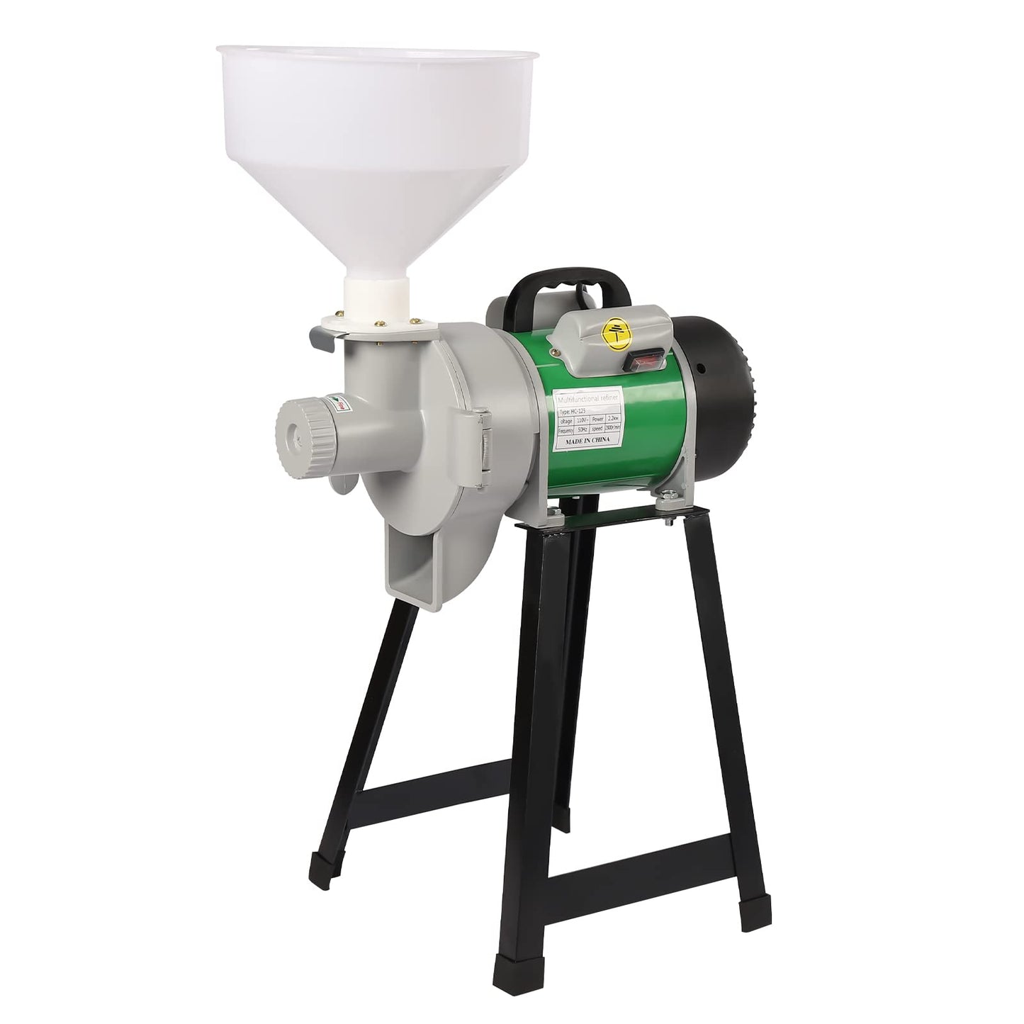 2200W Electric Grain Mill, Electric Corn Mill, Commercial Wet and Dry Grain Mill, Heavy Duty Mill, Grain Corn Wheat Feed Flour Soy Milk Mill with Funnel, 2800R/Min