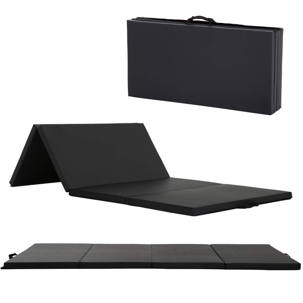 Gymnastics Tumbling Mats Portable Gymnastics Mat 4 Folding Tumbling Mat 4'x8'x2"Thick Yoga Mat Exercise Mat with Carrying Handles for home Workout outdoor Yoga Gymnastic