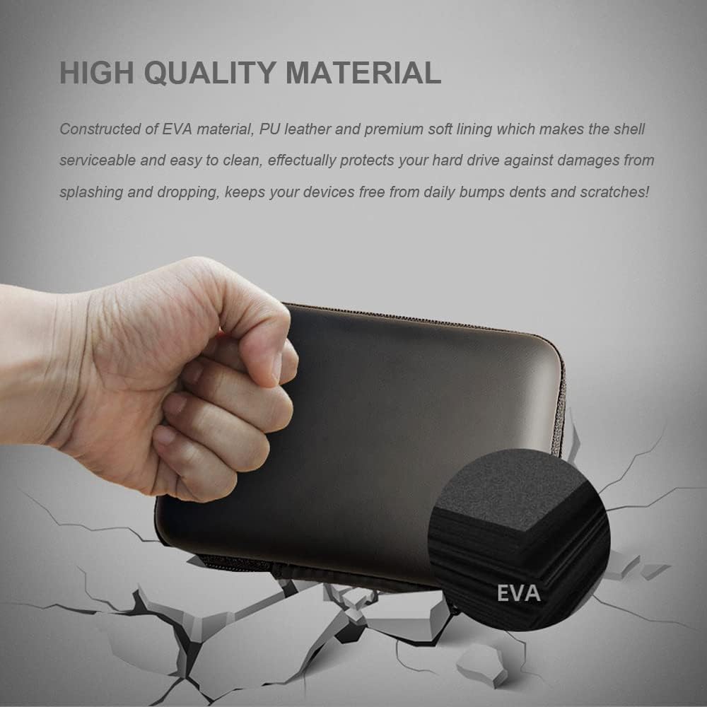 SYIDINZN 2.5 Hard Drive Carrying Case Storage Organizer Bag Multi-Purpose Universal Carry Pouch Compatible with Western