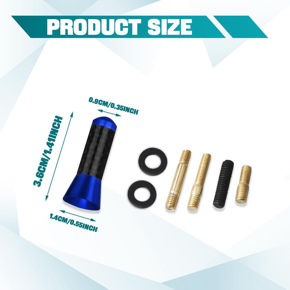 Kutyun 1.37" Car Stubby Antenna, Universal Mini Antenna with Aluminum Alloy Thread, Replacement Antenna for AM/FM Radio