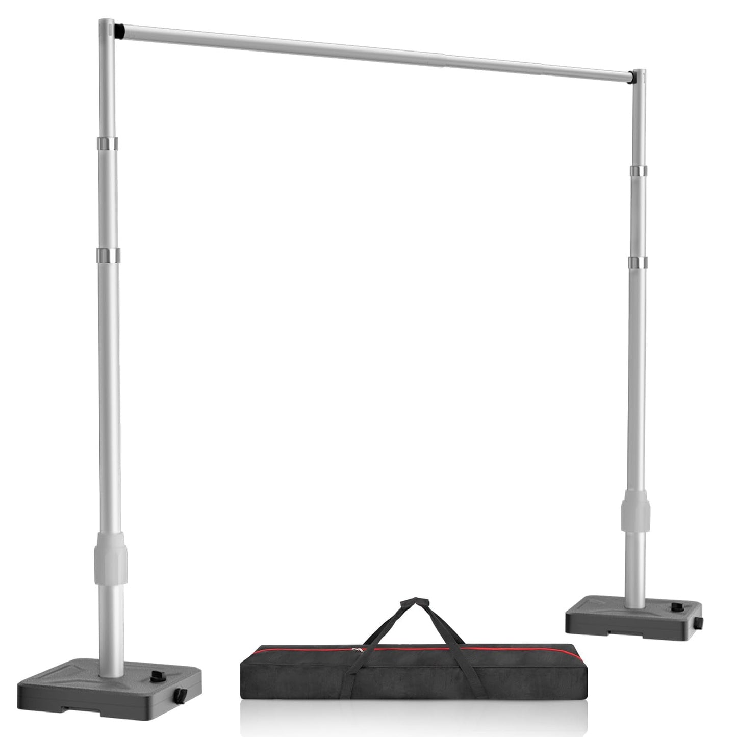 EMART 10x10ft Backdrop Stand Heavy Duty Kit with Water Tank Base, Pipe and Drape Adjustable Photo Backdrop Stand for Wedding, Party, Baby Shower, Christmas, Birthday Decorations-Silver