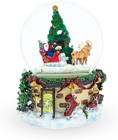 Rotating Santa's Tree Serenade | Musical Water Globe with Enchanting Holiday Scene