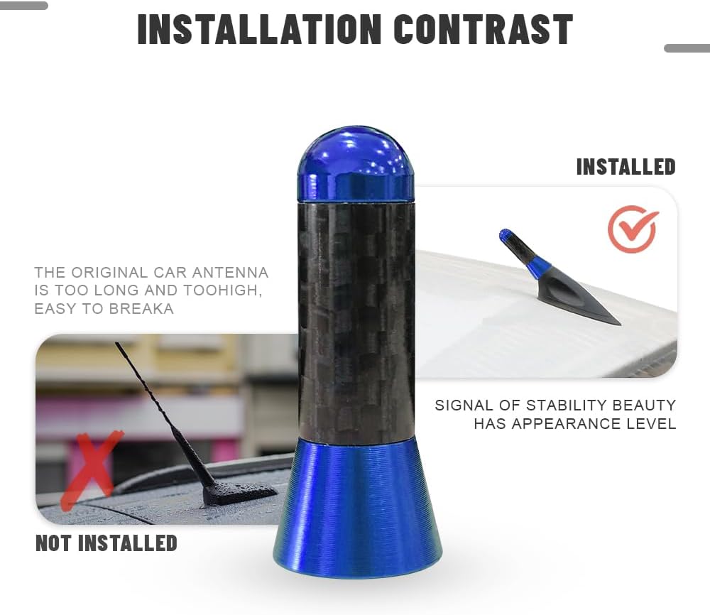 Lecctso Car Short Antenna Replacement, Carbon Fiber Car Short Radio Antenna, Universal for Most Vehicles