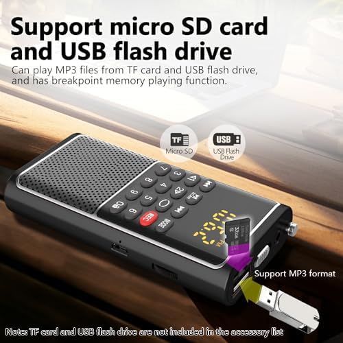 BOESPATR B01 Mp3 Mini Portable FM Radio USB Player, TF/SD Card/USB Slot Support Play Rec,Pocket Walkman Small Radio