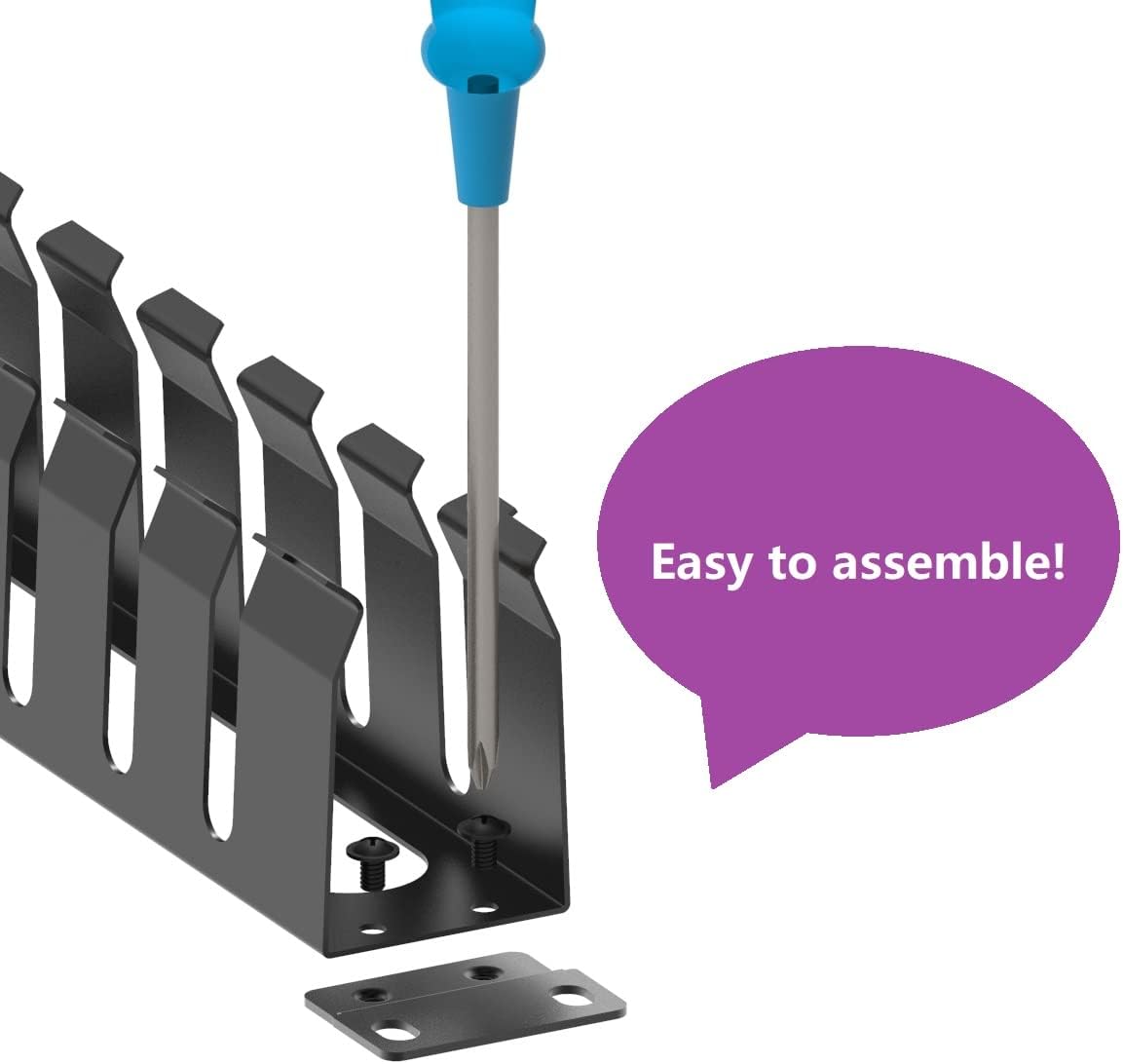 JINGCHENGMEI 2 Pack 1U 12 19-inch of All Metal Cable Management Horizontal Rack Mount Cable Manager with Big Finger
