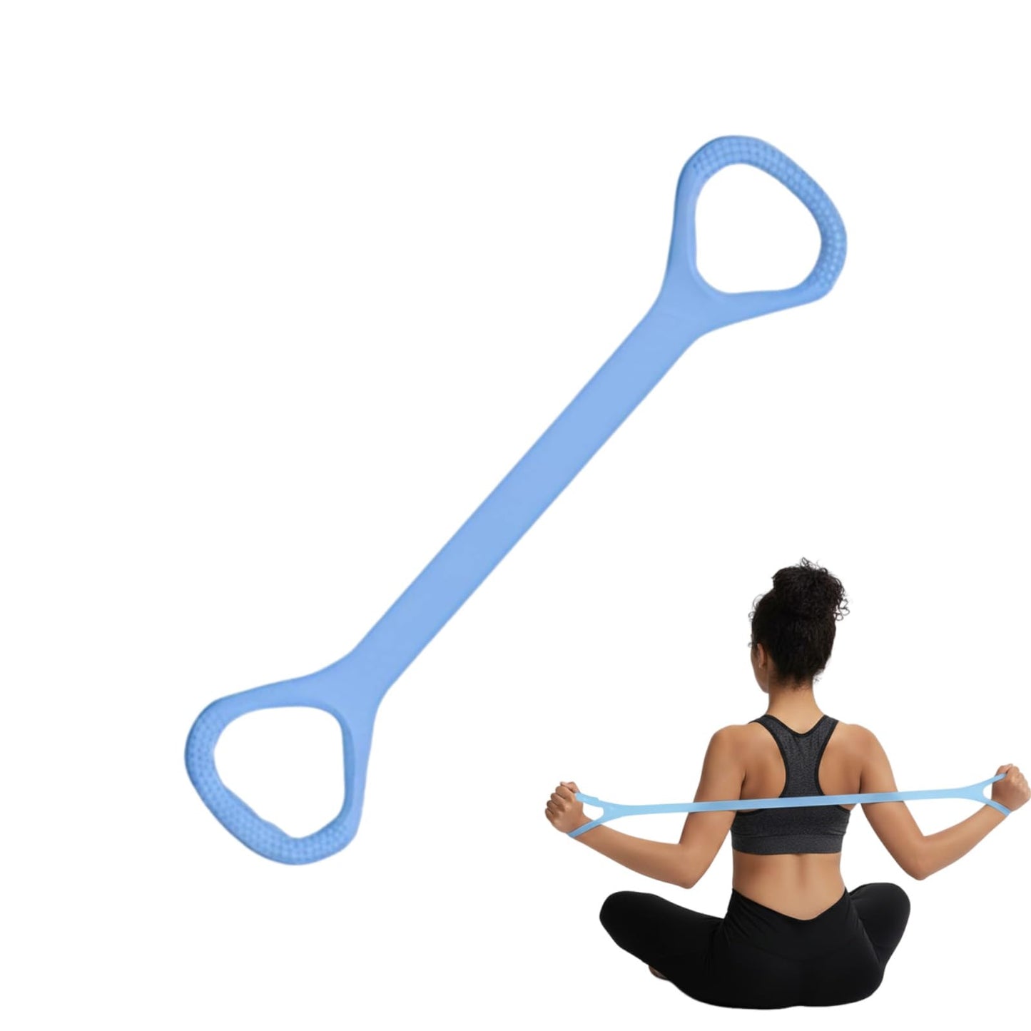 Figure 8 Fitness Resistance Band, Exercise Resistance Bands for Women, Resistance Bands with Handles for Arms, Back, Shoulders, Legs and HIPS Working Out (Blue)