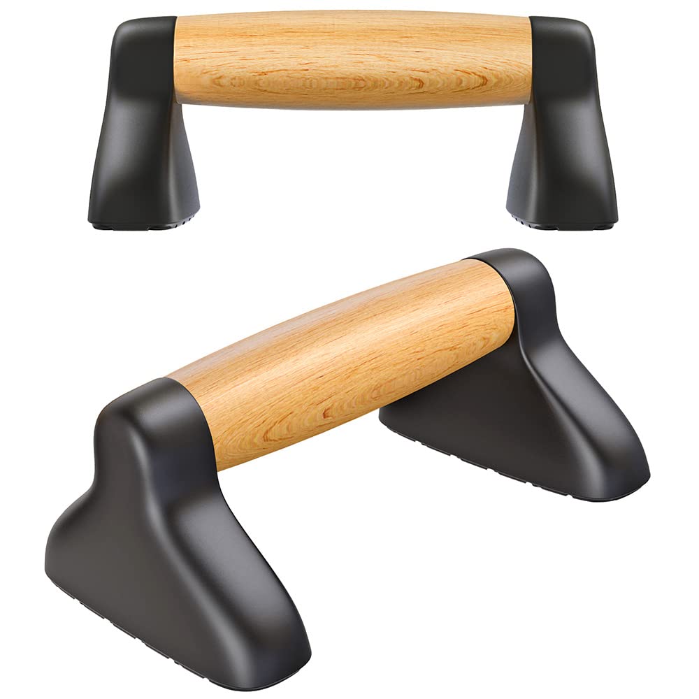 Push Up Bars, Wooden Push Up Handles for Floor, Sturdy Pushup Stands for Men & Women Home Gym Strength Training Equipment Fitness, Wood Pushup Bar Handle Grip, 2 Pack