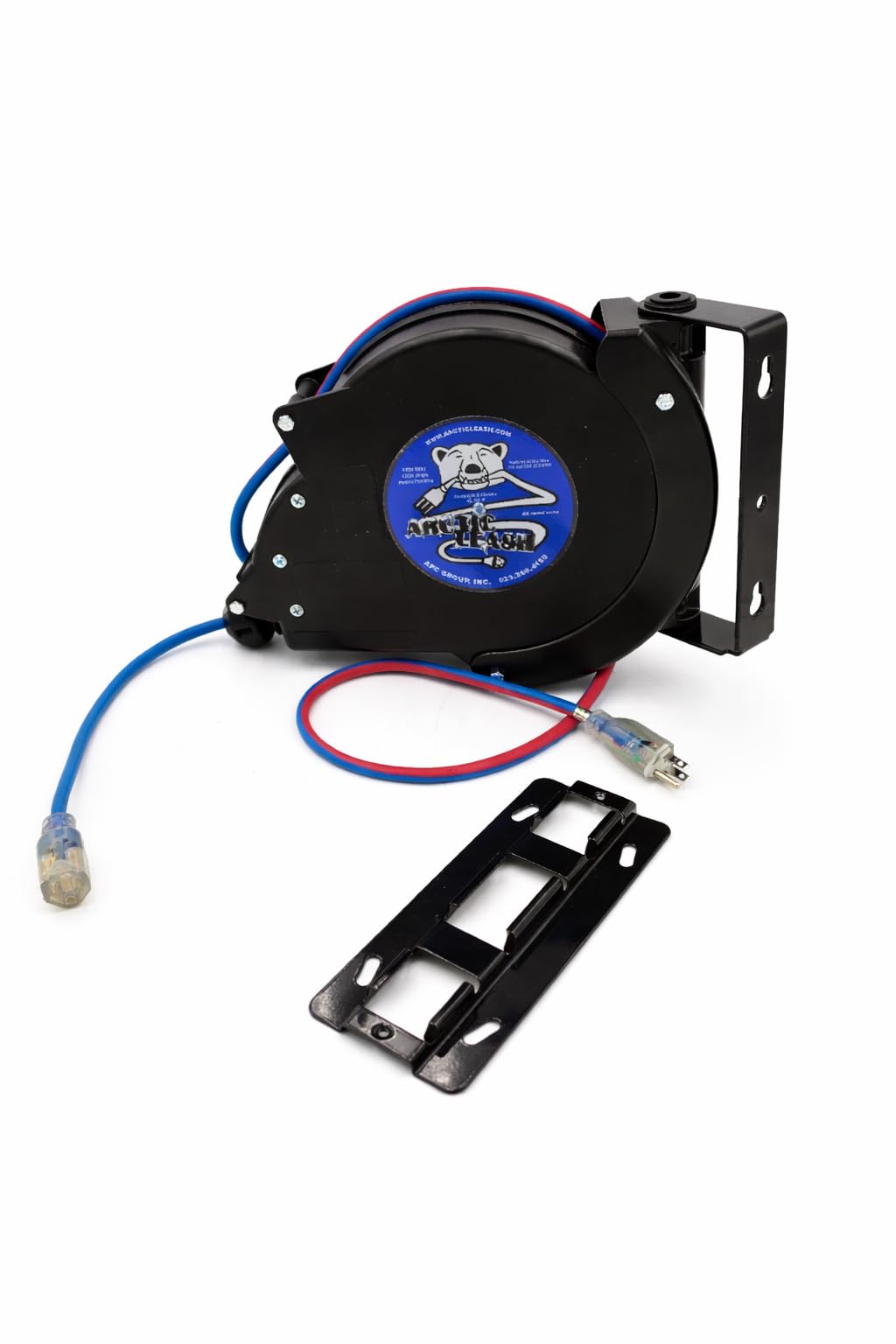 ARCTIC LEASH 20ft. 12/3 SJEOOW Cable, Outdoor/Watertight, Extreme Cold Weather Retractable Extension Cord Reel – 20 ft with 20A Resettable Breaker, 180° Swivel Mount, Retractable to -60°F.