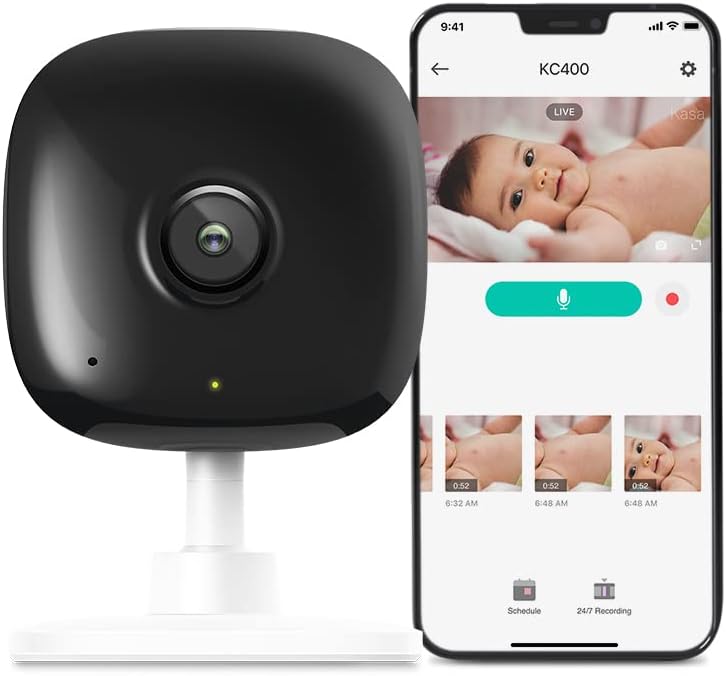 Kasa Smart 2K+ 2-Way KC400 Kasa Indoor Wired Security Camera - Works as a Baby Monitor & Pet Camera, Person/Motion/Baby