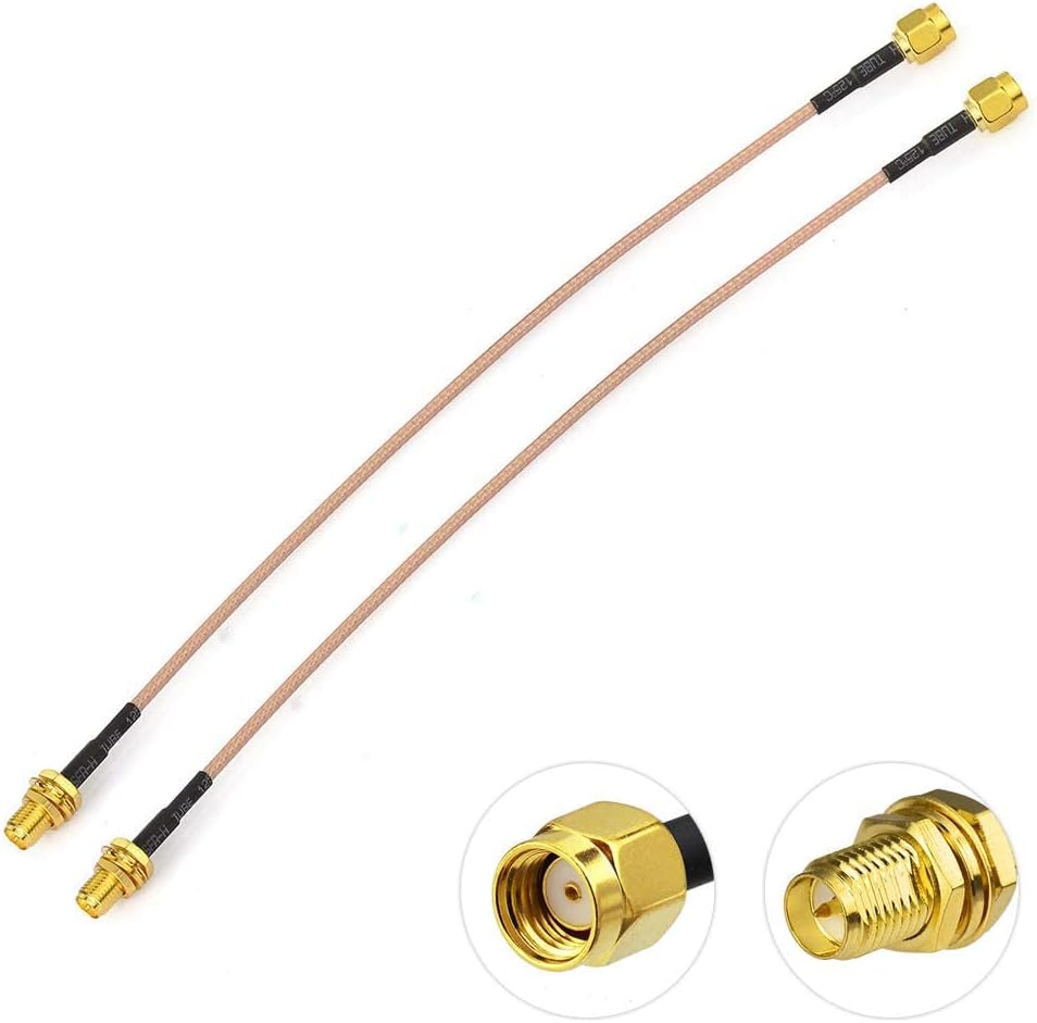 (2-Pack) RG316 15cm 6 inch Bingfu WiFi Antenna Extension Cable RP-SMA Male to RP-SMA Female Bulkhead Mount Cale