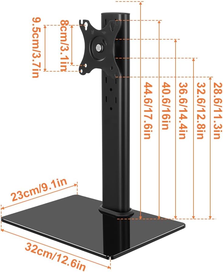 13 inch 32 inch 75*75mm/100*100mm 77Lbs KKTONER Single Computer Monitor Stand Free Standing Desk Vesa Mount